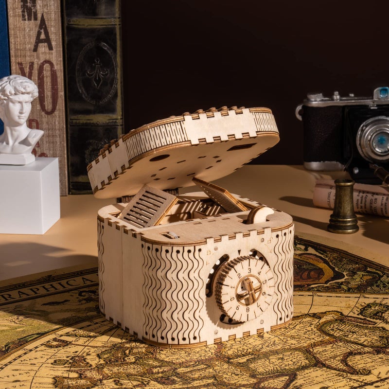 Rowood 3D Puzzles for Adults, Wooden Mechanical Gear Model Kits for Age 14+ - Treasure Box - Image 5